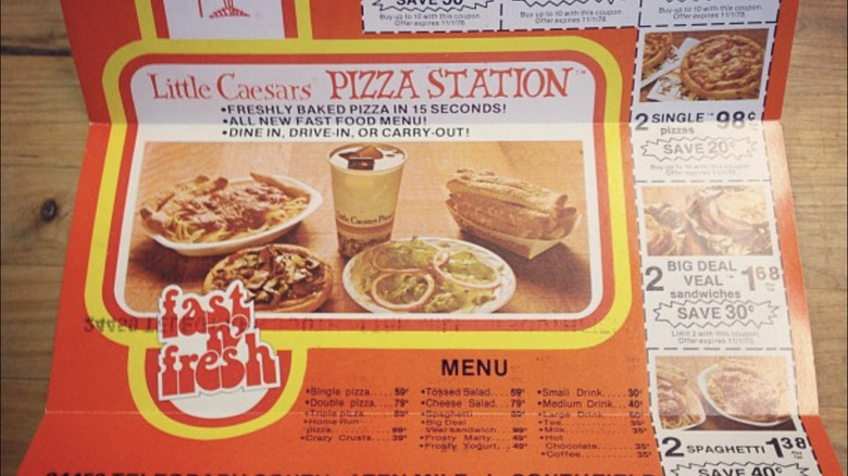 Vintage Little Caesars menu