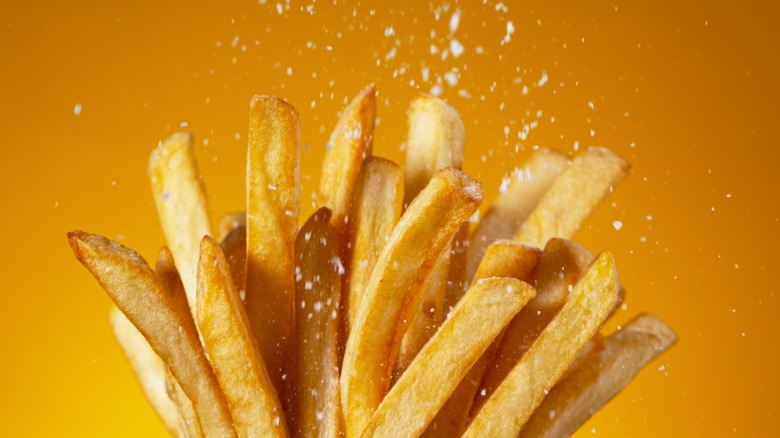 French fries sprinkled with salt