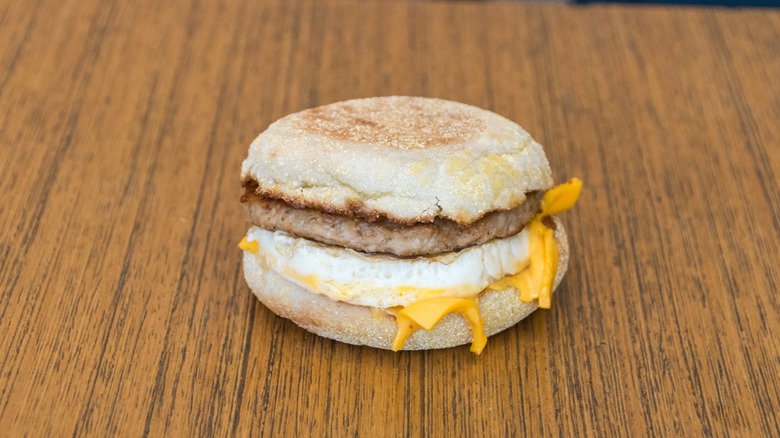 Mcdonald's Mcmuffin on table