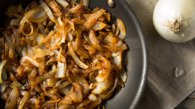 caramelized onions in a pan