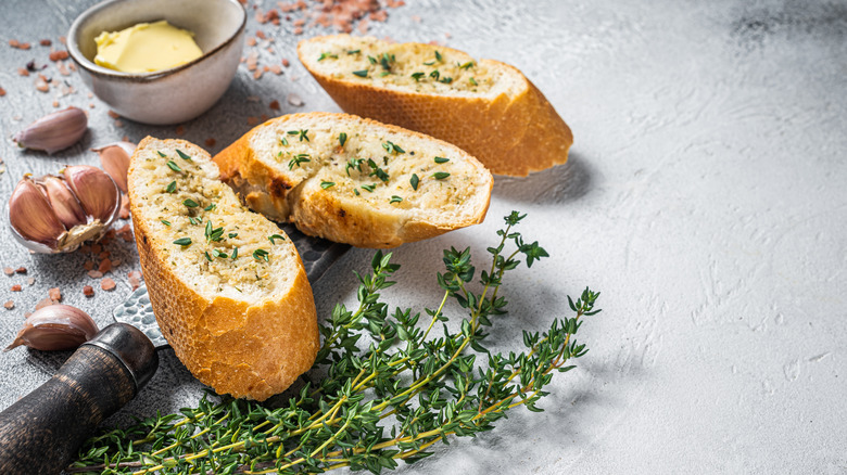 Garlic bread with fresh herbs