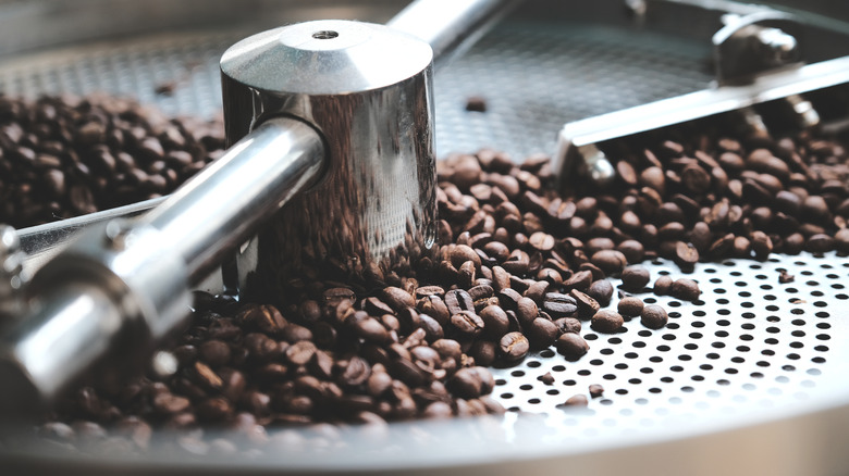 coffee beans in a roaster