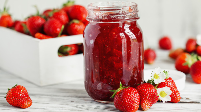 jar of strawberry preserves