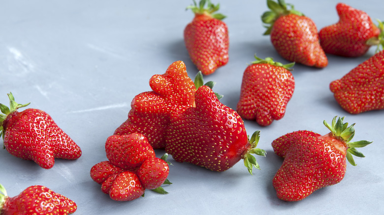 oddly-shaped strawberries