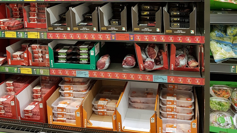 Meat section inside Aldi