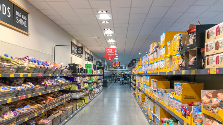 Bread aisle at Aldi