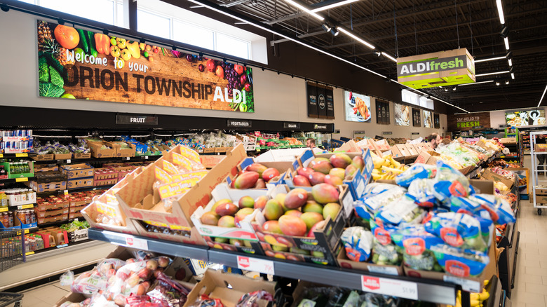 Produce section inside Aldi