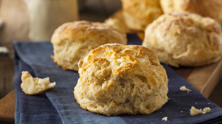 buttermilk biscuits on towel