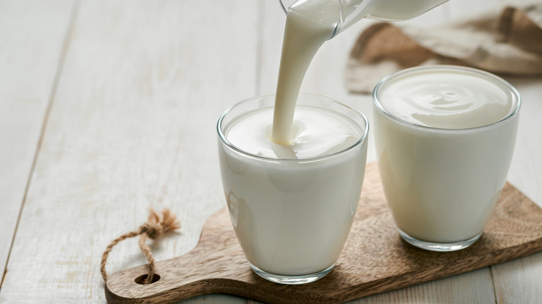 buttermilk being poured into glass