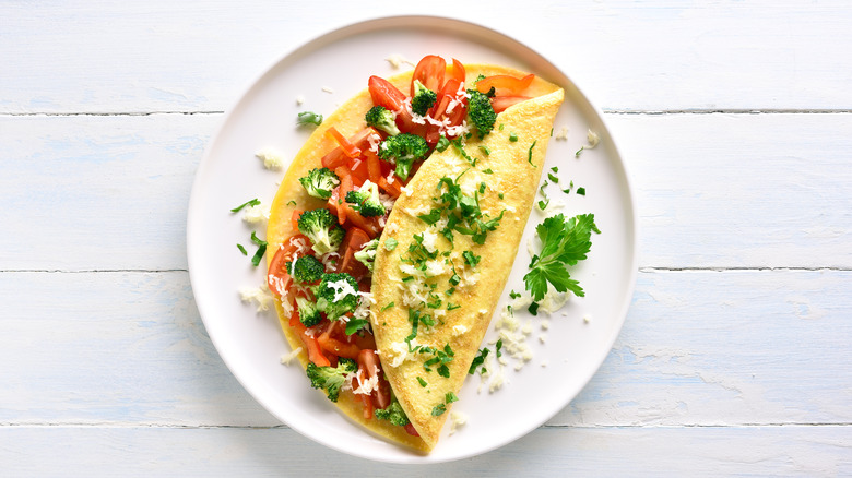 omelet with vegetables on plate