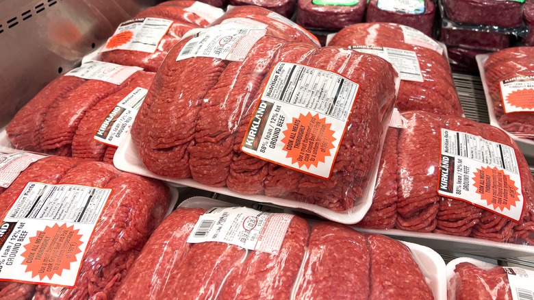 stacks of kirkland ground beef