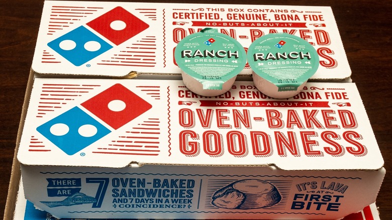 Ranch dressing on Domino's boxes