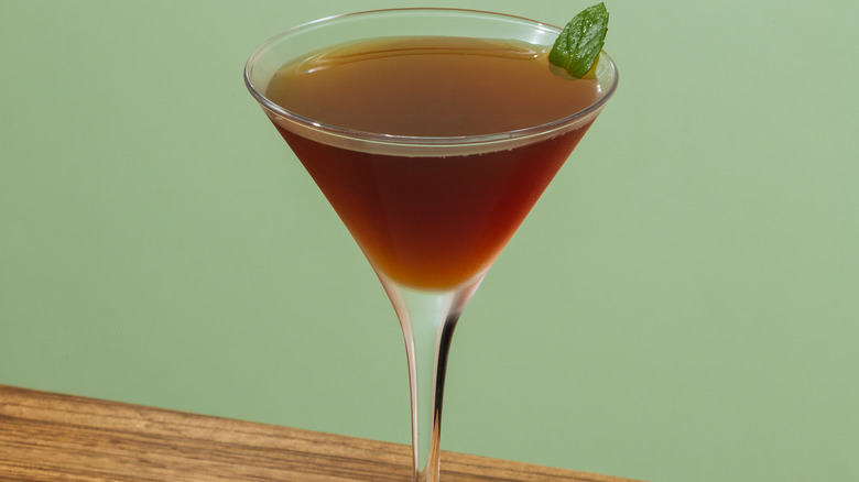 A stinger garnished with mint