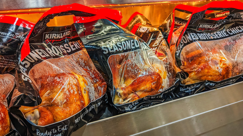 Bags of Costco seasoned rotisserie chickens