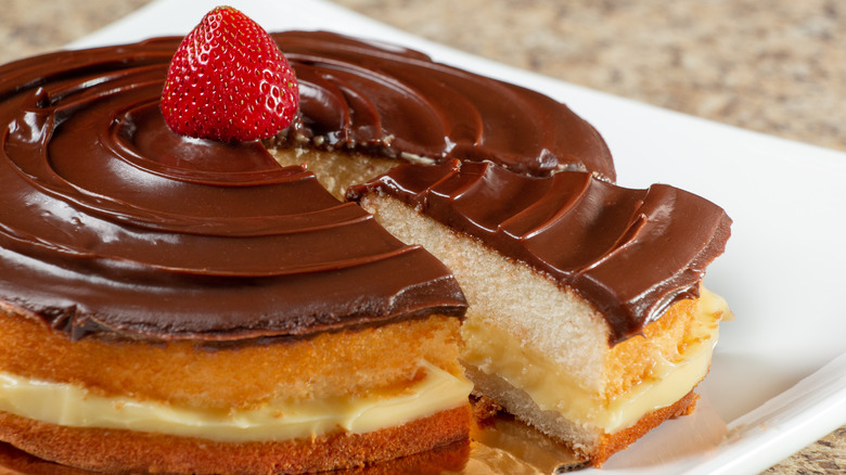 Slice of Boston cream pie