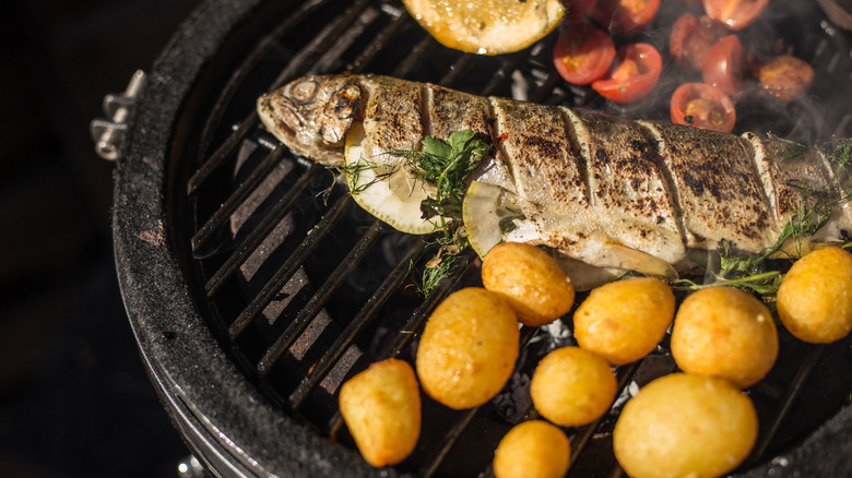 Rainbow trout on the grill