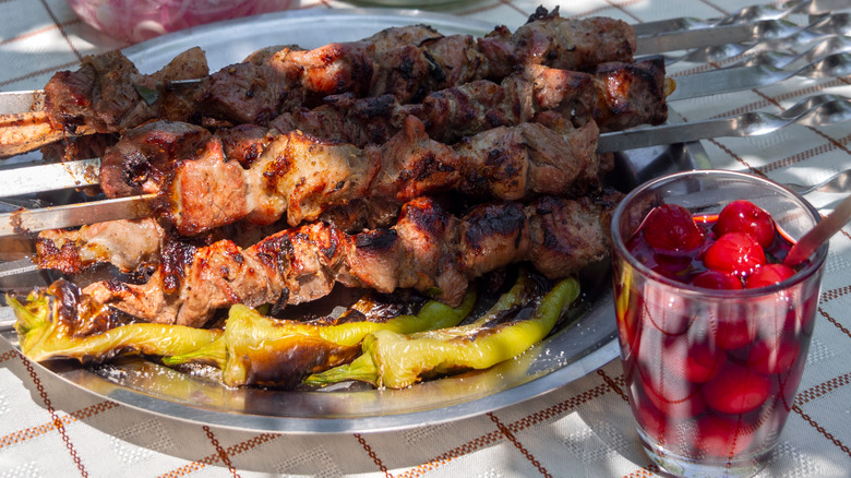 Lamb and pickled cherries