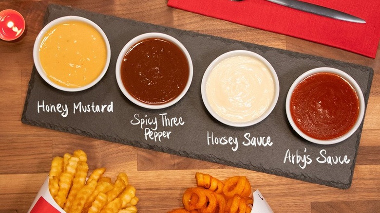 Arby's sauces on platter