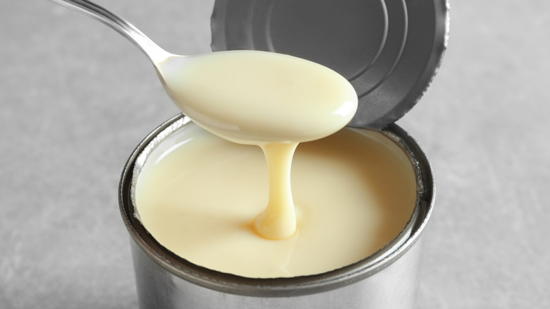 spoonful of canned condensed milk