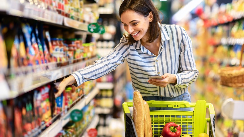 Woman in groccery aisle