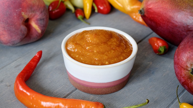 Spicy mango peach dip