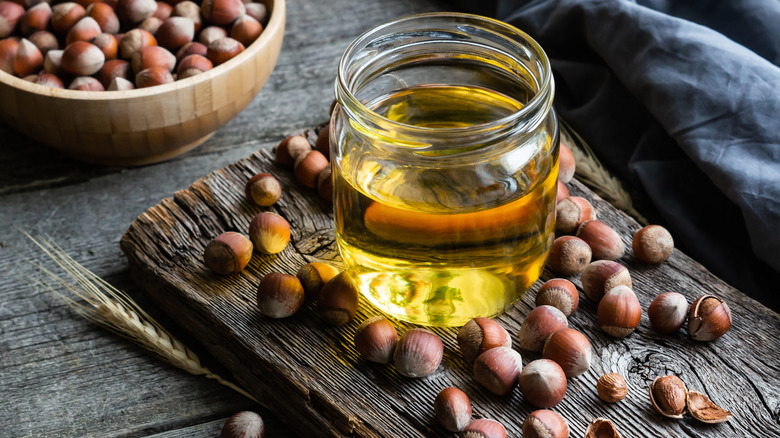 hazelnut oil in a jar