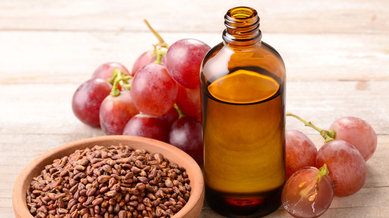 fresh grapes and grapeseed oil