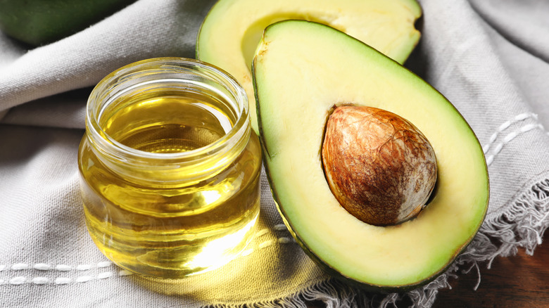 fresh avocado and avocado oil