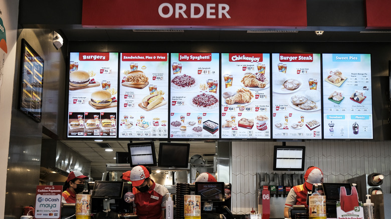 Jollibee menu at restaurant