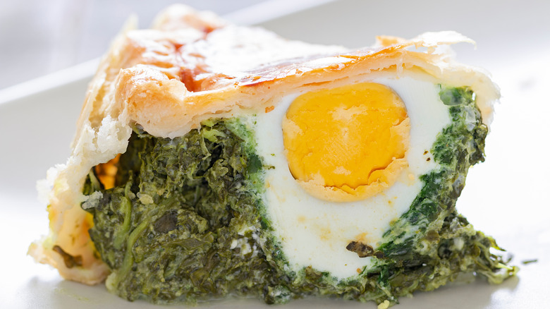 spinach and egg pie slice