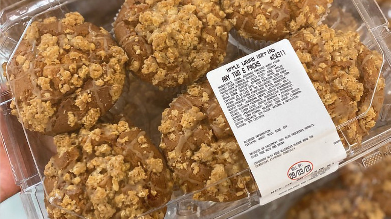 Package of Costco apple crumb muffins