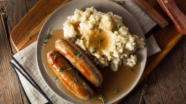 bangers and mash on a plate