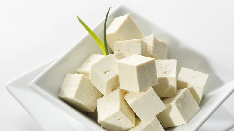 cubed white tofu