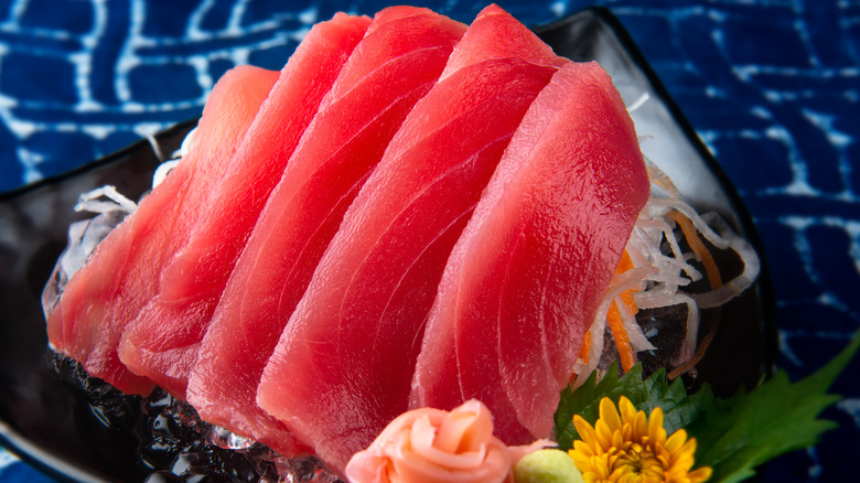 Plate of tuna sashimi