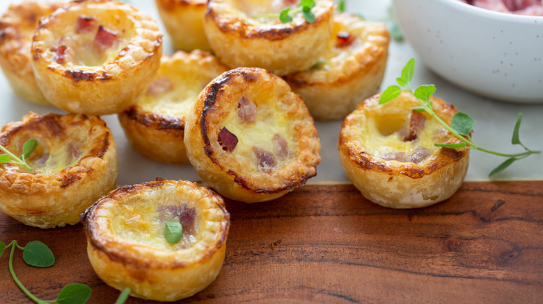 miniature quiches in pile