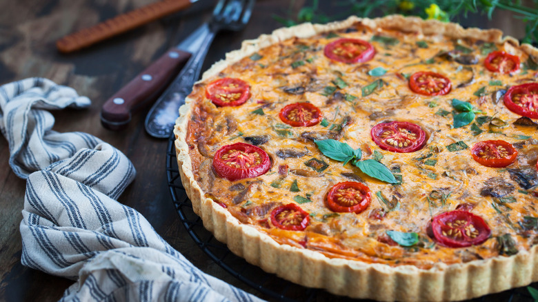 quiche with tomatoes and herbs