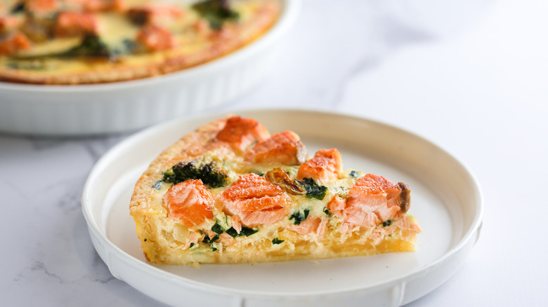 slice of salmon quiche