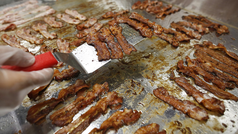 Bacon on flat-top griddle