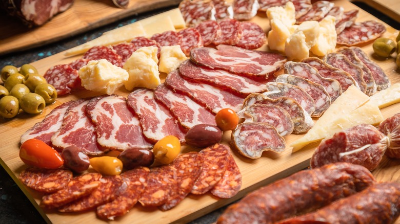 Charcuterie board with cheese