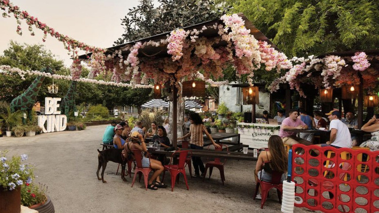 Outside garden patio diners