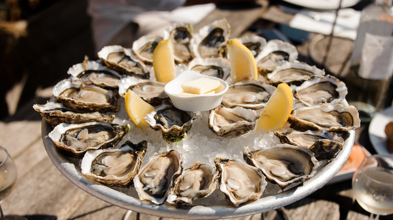 Oyster stand on table