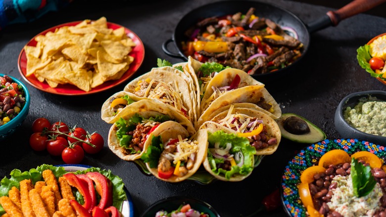 Mexican food spread on table