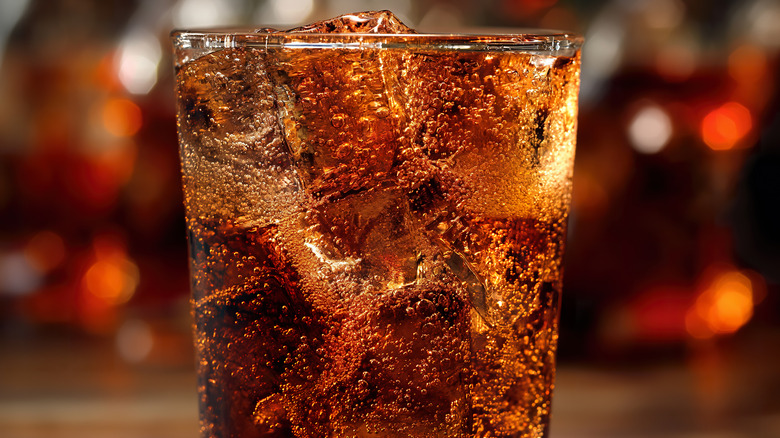 Glass of cola with ice