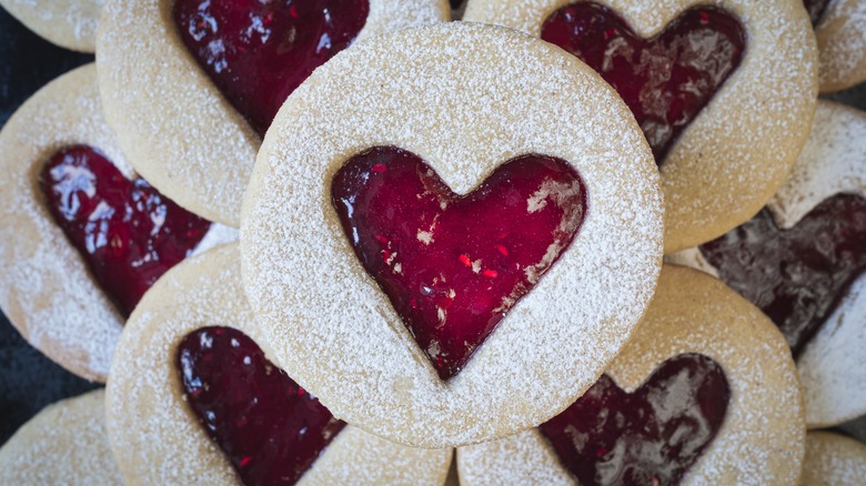 heart-shaped linzer cookie