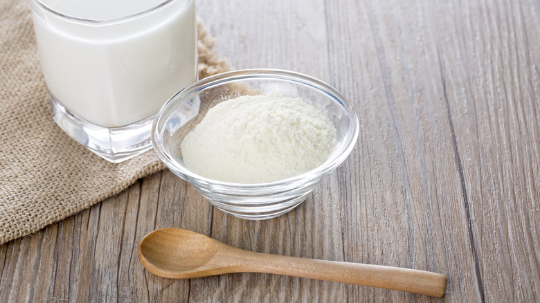 dry milk powder in bowl