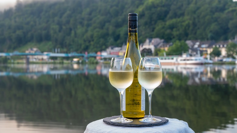 glasses and bottle of Riesling