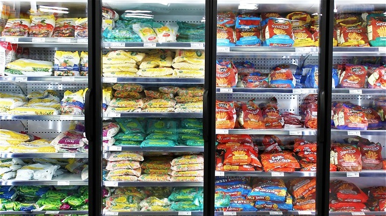 frozen food section at grocery store