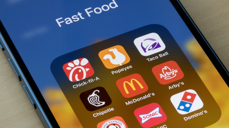 Fast food apps on phone