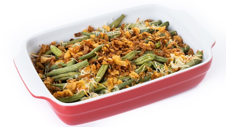 Classic green bean casserole dish