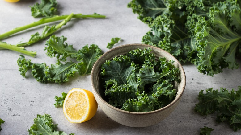 Bowl of kale with lemon